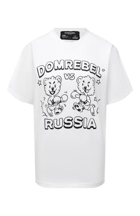Женская хлопковая футболка DOMREBEL белого цвета по цене 12950 руб., арт. FACE-0FF/T-SHIRT | Фото 1 Женская хлопковая футболка DOMREBEL белого цвета, арт. FACE-0FF/T-SHIRT | Фото 1