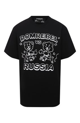 Женская хлопковая футболка DOMREBEL черного цвета по цене 12950 руб., арт. FACE-0FF/T-SHIRT | Фото 1 Женская хлопковая футболка DOMREBEL черного цвета, арт. FACE-0FF/T-SHIRT | Фото 1