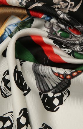 Женский шелковый платок ALEXANDER MCQUEEN черно-белого цвета по цене 20500 руб., арт. 665692/3001Q | Фото 2 Женский шелковый платок ALEXANDER MCQUEEN черно-белого цвета, арт. 665692/3001Q | Фото 2