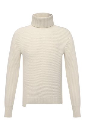 Мужской шерстяной свитер ALEXANDER MCQUEEN белого цвета, арт. 663617/Q1AUS | Фото 1 (Длина (для топов): Стандартные; Материал внешний: Шерсть; Рукава: Длинные; Принт: Без принта; Стили: Кэжуэл; Мужское Кросс-КТ: Свитер-одежда)