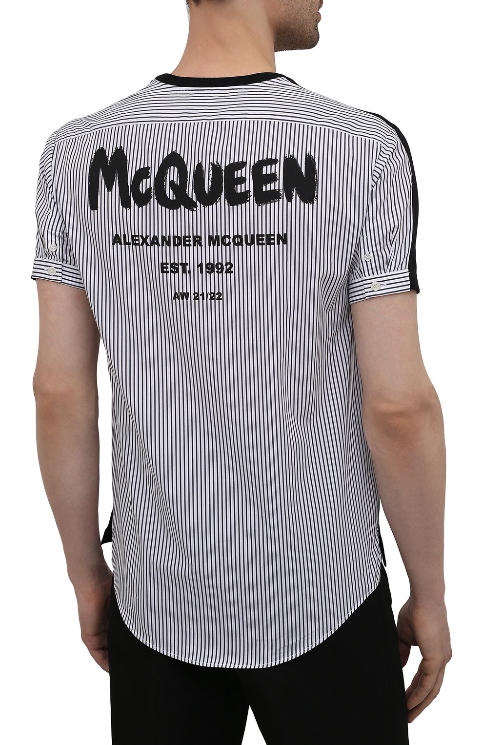 Мужская хлопковая футболка ALEXANDER MCQUEEN черного цвета, арт. 654775/QRX04 | Фото 4 (Рукава: Короткие; Длина (для топов): Стандартные; Принт: С принтом; Материал внешний: Хлопок; Стили: Кэжуэл)