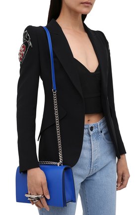 Женская сумка ALEXANDER MCQUEEN синего цвета по цене 156000 руб., арт. 657176/CM00Y | Фото 2 Женская сумка ALEXANDER MCQUEEN синего цвета, арт. 657176/CM00Y | Фото 2 (Ремень/цепочка: На ремешке; Материал: Натуральная кожа; Размер: small; Сумки-технические: Сумки через плечо)
