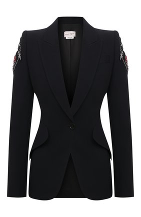 Женский жакет ALEXANDER MCQUEEN черного цвета по цене 262000 руб., арт. 610455/QEAAA | Фото 1 Женский жакет ALEXANDER MCQUEEN черного цвета, арт. 610455/QEAAA | Фото 1