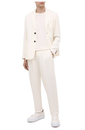 Мужской льняной пиджак GIORGIO ARMANI белого цвета по цене 192000 руб., арт. 9SGGG076/T02P4 | Фото 2 Мужской льняной пиджак GIORGIO ARMANI белого цвета, арт. 9SGGG076/T02P4 | Фото 2