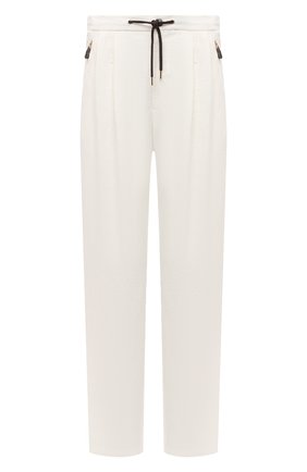 Мужские льняные брюки GIORGIO ARMANI белого цвета, арт. 1WGPP0JA/T02P4 | Фото 1 (Длина (брюки, джинсы): Стандартные; Материал внешний: Лен; Случай: Повседневный; Стили: Кэжуэл)