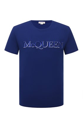Мужская хлопковая футболка ALEXANDER MCQUEEN синего цвета, арт. 649876/QRZ56 | Фото 1 (Материал внешний: Хлопок; Рукава: Короткие; Стили: Кэжуэл; Длина (для топов): Стандартные; Принт: С принтом)