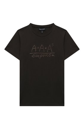 Детская хлопковая футболка EMPORIO ARMANI хаки цвета по цене 6610 руб., арт. 6K4TJ8/4J54Z | Фото 1 Детская хлопковая футболка EMPORIO ARMANI хаки цвета, арт. 6K4TJ8/4J54Z | Фото 1 (Материал внешний: Хлопок; Рукава: Короткие; Ростовка одежда: 10 - 11 лет | 140 - 146см, 13 - 15 лет | 158 см, 16 лет | 164 см, 4 года | 104 см, 5 лет | 110 см, 6 лет | 116 см, 7 лет | 122 см, 8 лет | 128 см)
