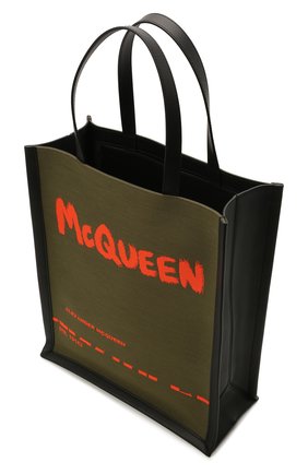 Мужская текстильная сумка-шопер ALEXANDER MCQUEEN хаки цвета по цене 77600 руб., арт. 653165/2B410 | Фото 4 Мужская текстильная сумка-шопер ALEXANDER MCQUEEN хаки цвета, арт. 653165/2B410 | Фото 4
