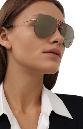 Женские солнцезащитные очки SAINT LAURENT золотого цвета по цене 35500 руб., арт. SL 51 MASK | Фото 2 Женские солнцезащитные очки SAINT LAURENT золотого цвета, арт. SL 51 MASK | Фото 2
