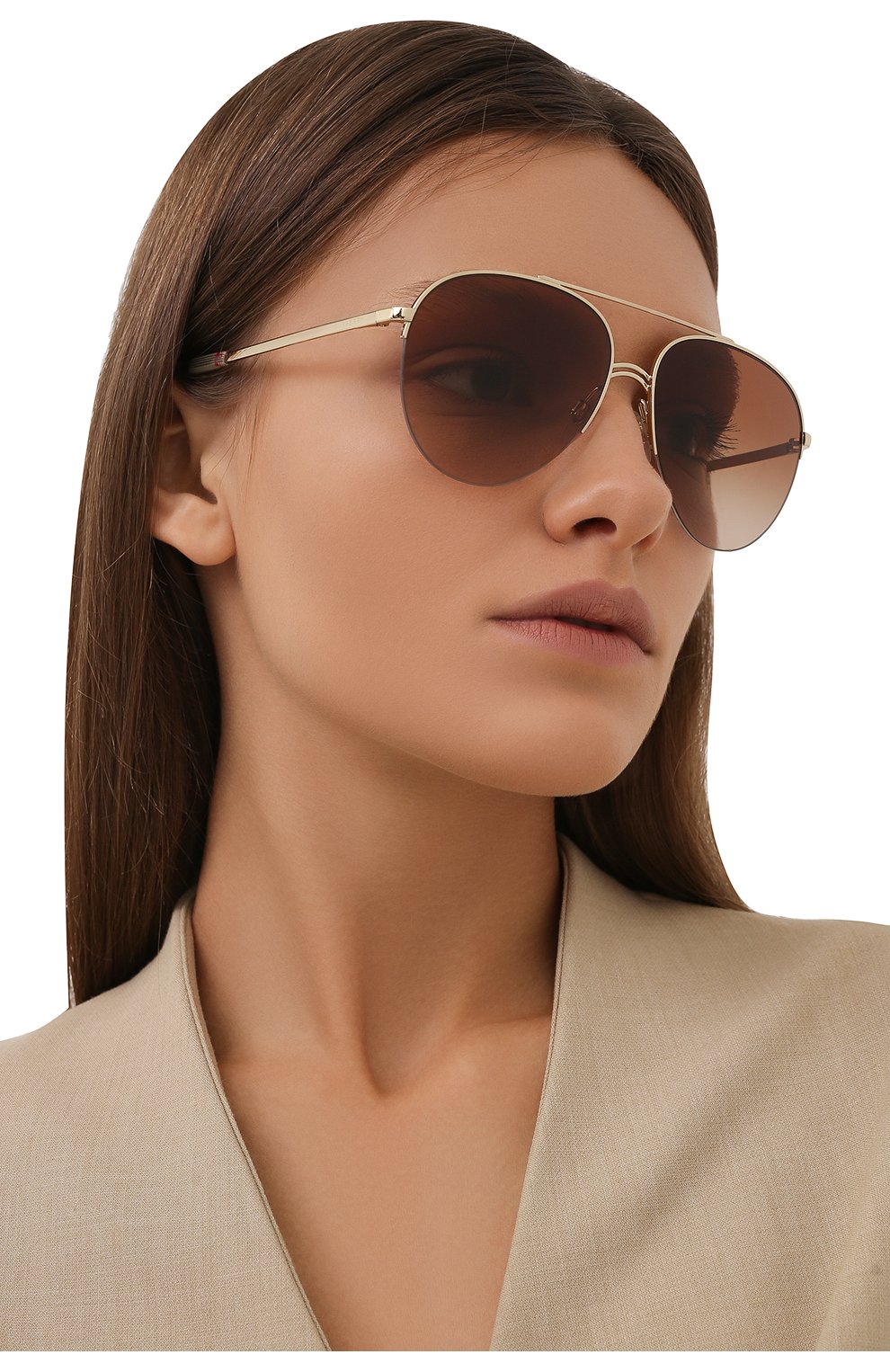 Женские солнцезащитные очки BURBERRY коричневого цвета, арт. 3113-110913 | Фото 2 (Тип очков: С/з; Очки форма: Авиаторы)