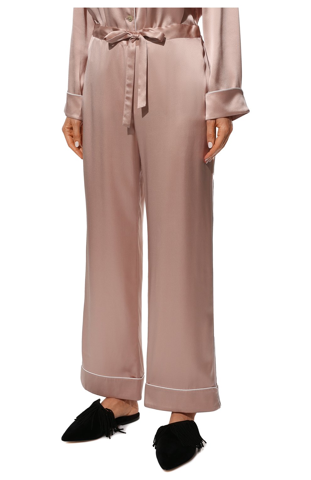 Женская шелковая пижама OLIVIA VON HALLE розового цвета, арт. CT0027 | Фото 5 (Материал внешний: Шелк; Рукава: Длинные; Длина Ж (юбки, платья, шорты): Мини; Длина (брюки, джинсы): Стандартные; Длина (для топов): Стандартные)