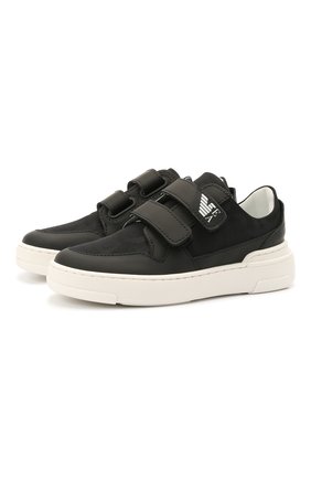 Детские кожаные кеды EMPORIO ARMANI черного цвета по цене 18150 руб., арт. XYX019/X0I51/28-34 | Фото 1 Детские кожаные кеды EMPORIO ARMANI черного цвета, арт. XYX019/X0I51/28-34 | Фото 1