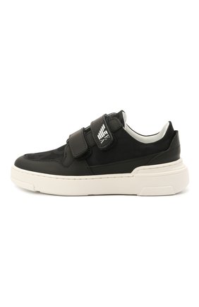 Детские кожаные кеды EMPORIO ARMANI черного цвета по цене 18150 руб., арт. XYX019/X0I51/28-34 | Фото 2 Детские кожаные кеды EMPORIO ARMANI черного цвета, арт. XYX019/X0I51/28-34 | Фото 2
