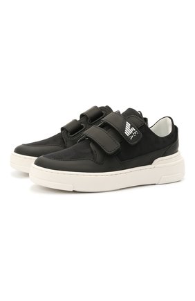 Детские кожаные кеды EMPORIO ARMANI черного цвета по цене 21050 руб., арт. XYX019/X0I51/35-40 | Фото 1 Детские кожаные кеды EMPORIO ARMANI черного цвета, арт. XYX019/X0I51/35-40 | Фото 1