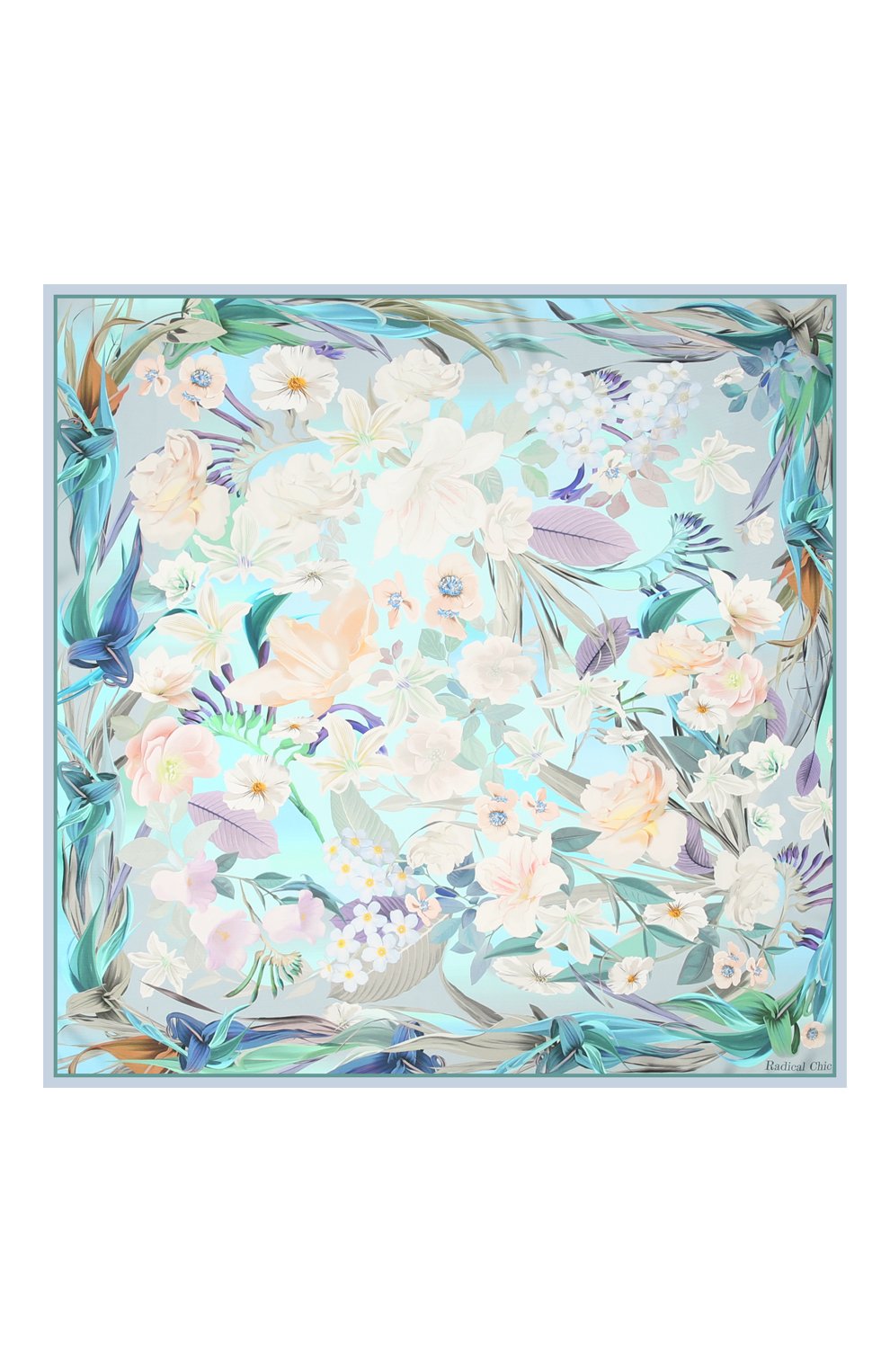Женский шелковый платок bliss RADICAL CHIC голубого цвета, арт. 490221.07.02 | Фото 3 (Принт: С принтом; Материал:  Текстиль, Шелк)