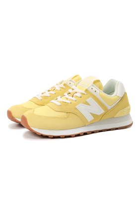 Женские комбинированные кроссовки 574 classic NEW BALANCE желтого цвета по цене 13910 руб., арт. WL574PK2/B | Фото 1 Женские комбинированные кроссовки 574 classic NEW BALANCE желтого цвета, арт. WL574PK2/B | Фото 1