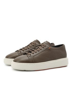 Женские кожаные кеды SANTONI хаки цвета по цене 35300 руб., арт. WBCD60853BARRAYLT20 | Фото 1 Женские кожаные кеды SANTONI хаки цвета, арт. WBCD60853BARRAYLT20 | Фото 1