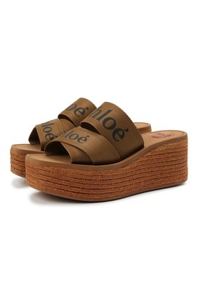 Женские текстильные сабо woody CHLOÉ коричневого цвета по цене 39950 руб., арт. CHC21U44908 | Фото 1 Женские текстильные сабо woody CHLOÉ коричневого цвета, арт. CHC21U44908 | Фото 1