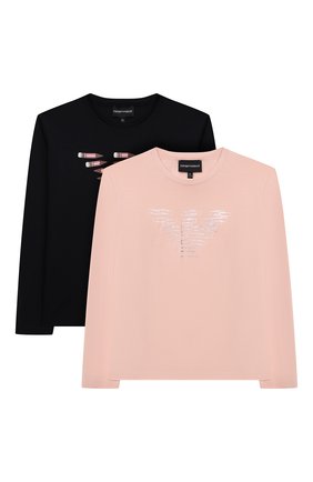 Детская комплект из двух лонгсливов EMPORIO ARMANI разноцветного цвета по цене 9700 руб., арт. 6K3D02/4J54Z | Фото 1 Детская комплект из двух лонгсливов EMPORIO ARMANI разноцветного цвета, арт. 6K3D02/4J54Z | Фото 1 (Материал внешний: Хлопок; Рукава: Длинные; Девочки Кросс-КТ: Лонгслив-одежда; Ростовка одежда: 10 - 11 лет | 140 - 146см, 13 - 15 лет | 158 см, 16 лет | 164 см, 4 года | 104 см, 5 лет | 110 см, 6 лет | 116 см, 7 лет | 122 см, 8 лет | 128 см)