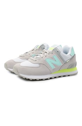 Женские комбинированные кроссовки 574 classic NEW BALANCE серого цвета по цене 13910 руб., арт. WL574SS2/B | Фото 1 Женские комбинированные кроссовки 574 classic NEW BALANCE серого цвета, арт. WL574SS2/B | Фото 1