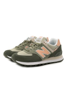 Женские комбинированные кроссовки 574 classic NEW BALANCE зеленого цвета по цене 13910 руб., арт. WL574SZ2/B | Фото 1 Женские комбинированные кроссовки 574 classic NEW BALANCE зеленого цвета, арт. WL574SZ2/B | Фото 1