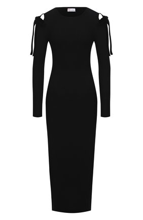 Женское платье из вискозы REDVALENTINO черного цвета по цене 76350 руб., арт. WR3KD03J/649 | Фото 1 Женское платье из вискозы REDVALENTINO черного цвета, арт. WR3KD03J/649 | Фото 1 (Случай: Коктейльный; Длина Ж (юбки, платья, шорты): Миди; Женское Кросс-КТ: Платье-одежда; Кросс-КТ: Трикотаж; Рукава: Длинные; Стили: Гламурный; Материал внешний: Вискоза)
