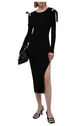 Женское платье из вискозы REDVALENTINO черного цвета по цене 76350 руб., арт. WR3KD03J/649 | Фото 2 Женское платье из вискозы REDVALENTINO черного цвета, арт. WR3KD03J/649 | Фото 2 (Случай: Коктейльный; Длина Ж (юбки, платья, шорты): Миди; Женское Кросс-КТ: Платье-одежда; Кросс-КТ: Трикотаж; Рукава: Длинные; Стили: Гламурный; Материал внешний: Вискоза)
