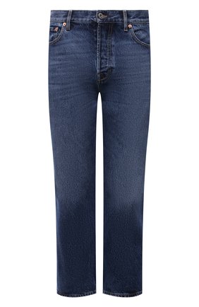 Мужские джинсы VALENTINO синего цвета, арт. WV3DE00Y7L0 | Фото 1 (Длина (брюки, джинсы): Стандартные; Материал внешний: Хлопок, Деним; Силуэт М (брюки): Широкие; Стили: Кэжуэл; Кросс-КТ: Деним; Детали: Потертости)