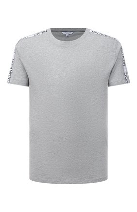 Мужская хлопковая футболка CALVIN KLEIN серого цвета, арт. KM0KM00607 | Фото 1 (Рукава: Короткие; Длина (для топов): Стандартные; Материал внешний: Хлопок; Кросс-КТ: Пляж; Принт: Без принта; Стили: Спорт-шик)