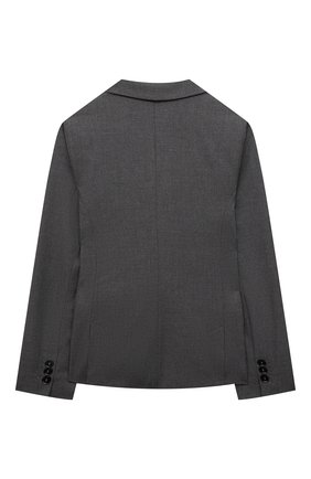 Детский пиджак EMPORIO ARMANI серого цвета по цене 26450 руб., арт. 6K4GJH/4N4FZ | Фото 2 Детский пиджак EMPORIO ARMANI серого цвета, арт. 6K4GJH/4N4FZ | Фото 2 (Материал внешний: Синтетический материал, Вискоза; Рукава: Длинные; Кросс-КТ: пиджак; Материал подклада: Синтетический материал; Ростовка одежда: 10 - 11 лет | 140 - 146см, 13 - 15 лет | 158 см, 16 лет | 164 см, 4 года | 104 см, 5 лет | 110 см, 6 лет | 116 см, 7 лет | 122 см, 8 лет | 128 см, 9 лет | 134 см)