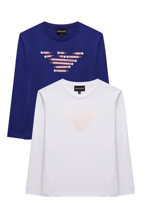 Детская комплект из двух лонгсливов EMPORIO ARMANI разноцветного цвета по цене 9700 руб., арт. 6K3D02/4J54Z | Фото 1 Детская комплект из двух лонгсливов EMPORIO ARMANI разноцветного цвета, арт. 6K3D02/4J54Z | Фото 1 (Материал внешний: Хлопок; Рукава: Длинные; Девочки Кросс-КТ: Лонгслив-одежда; Ростовка одежда: 10 - 11 лет | 140 - 146см, 13 - 15 лет | 158 см, 16 лет | 164 см, 4 года | 104 см, 5 лет | 110 см, 6 лет | 116 см, 7 лет | 122 см, 8 лет | 128 см)