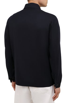 Мужская шерстяная куртка-рубашка LORO PIANA темно-синего цвета, арт. FAL5200 | Фото 4 (Кросс-КТ: Куртка; Мужское Кросс-КТ: шерсть и кашемир; Материал внешний: Шерсть; Материал утеплителя: Шерсть; Рукава: Длинные; Длина (верхняя одежда): Короткие; Стили: Кэжуэл)