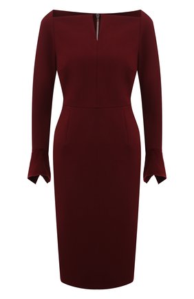 Женское платье ROLAND MOURET бордового цвета по цене 116500 руб., арт. EW21/S2256/F0509 | Фото 1 Женское платье ROLAND MOURET бордового цвета, арт. EW21/S2256/F0509 | Фото 1 (Материал подклада: Синтетический материал; Длина Ж (юбки, платья, шорты): До колена; Материал внешний: Синтетический материал; Случай: Формальный; Рукава: Длинные; Стили: Гламурный; Женское Кросс-КТ: платье-футляр)