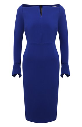 Женское платье ROLAND MOURET синего цвета по цене 116500 руб., арт. EW21/S2256/F0509 | Фото 1 Женское платье ROLAND MOURET синего цвета, арт. EW21/S2256/F0509 | Фото 1 (Длина Ж (юбки, платья, шорты): До колена; Материал внешний: Синтетический материал; Материал подклада: Синтетический материал; Случай: Формальный; Рукава: Длинные; Женское Кросс-КТ: платье-футляр; Стили: Гламурный)