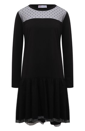 Женское хлопковое платье REDVALENTINO черного цвета по цене 34200 руб., арт. WR3MJ07L/61V | Фото 1 Женское хлопковое платье REDVALENTINO черного цвета, арт. WR3MJ07L/61V | Фото 1