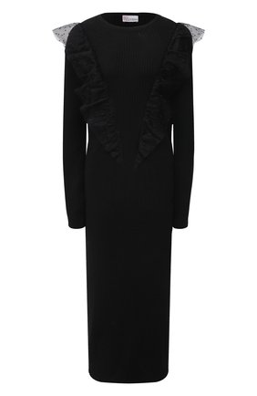 Женское платье REDVALENTINO черного цвета по цене 68150 руб., арт. WR3KD02Y/64E | Фото 1 Женское платье REDVALENTINO черного цвета, арт. WR3KD02Y/64E | Фото 1 (Материал внешний: Шерсть, Синтетический материал, Вискоза; Случай: Повседневный; Рукава: Длинные; Женское Кросс-КТ: Платье-одежда; Длина Ж (юбки, платья, шорты): Миди; Стили: Романтичный)