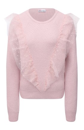 Женский пуловер REDVALENTINO светло-розового цвета по цене 39400 руб., арт. WR3KC07Z/64E | Фото 1 Женский пуловер REDVALENTINO светло-розового цвета, арт. WR3KC07Z/64E | Фото 1 (Длина (для топов): Стандартные; Материал внешний: Синтетический материал, Шерсть, Вискоза; Женское Кросс-КТ: Пуловер-одежда; Рукава: Длинные; Стили: Романтичный)
