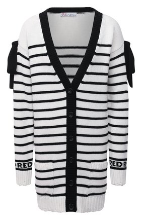 Женский кардиган REDVALENTINO черно-белого цвета по цене 59950 руб., арт. WR3KA02R/63Q | Фото 1 Женский кардиган REDVALENTINO черно-белого цвета, арт. WR3KA02R/63Q | Фото 1 (Материал внешний: Шерсть, Синтетический материал, Вискоза; Стили: Романтичный; Рукава: Длинные; Длина (для топов): Удлиненные; Женское Кросс-КТ: кардиган-трикотаж)