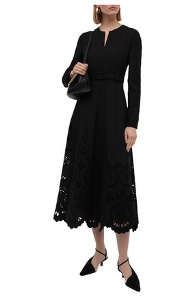 Женское платье из шерсти и шелка VALENTINO черного цвета по цене 627000 руб., арт. WB3VAW636GR | Фото 2 Женское платье из шерсти и шелка VALENTINO черного цвета, арт. WB3VAW636GR | Фото 2