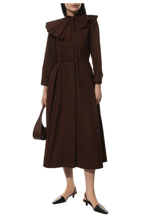 Женское хлопковое платье JIL SANDER темно-коричневого цвета по цене 137500 руб., арт. JSPT502905-WT244200 | Фото 2 Женское хлопковое платье JIL SANDER темно-коричневого цвета, арт. JSPT502905-WT244200 | Фото 2