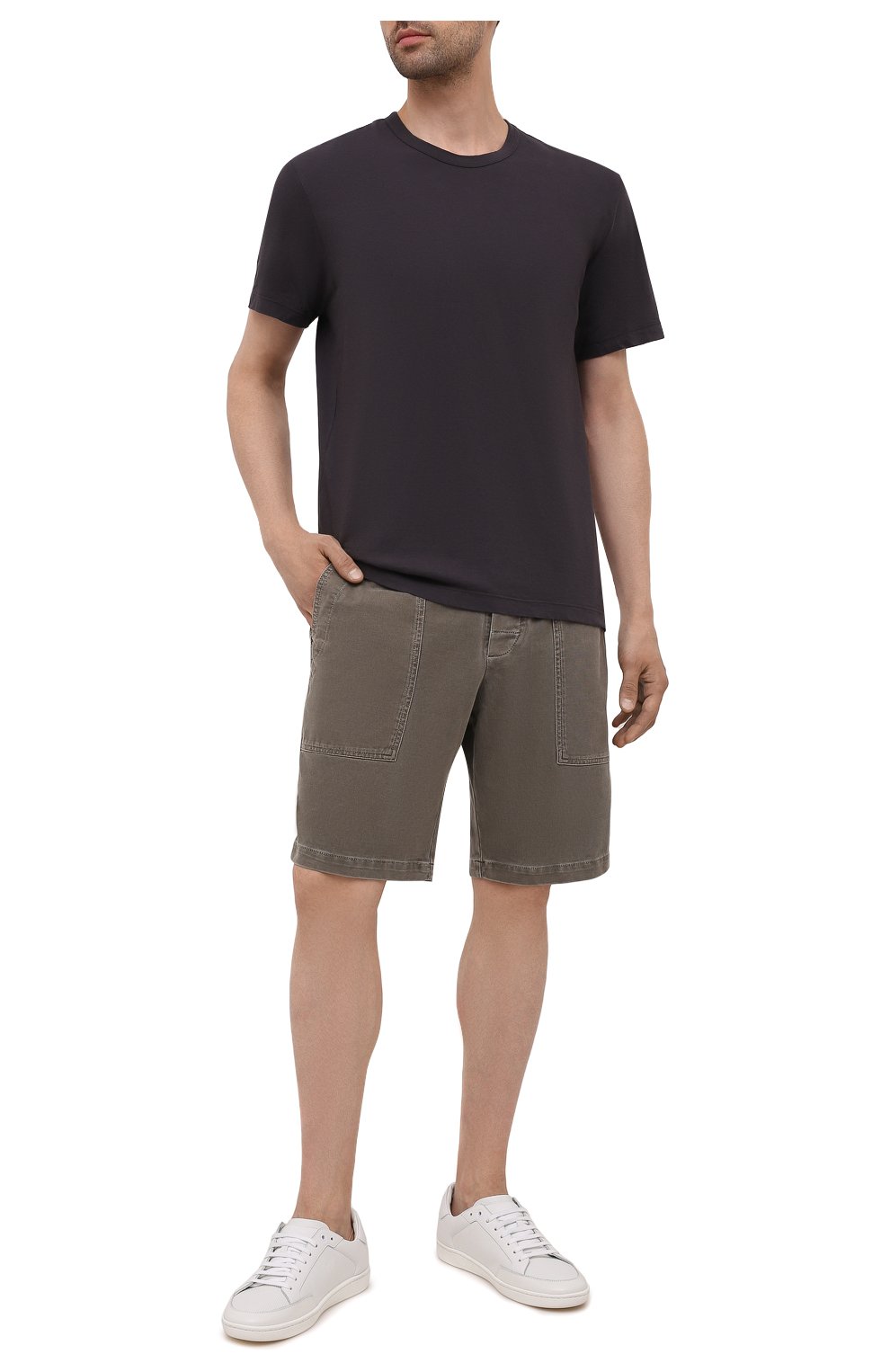 Мужская хлопковая футболка JAMES PERSE темно-серого цвета, арт. MLJ3311 | Фото 2 (Принт: Без принта; Рукава: Короткие; Длина (для топов): Стандартные; Материал внешний: Хлопок; Стили: Кэжуэл)