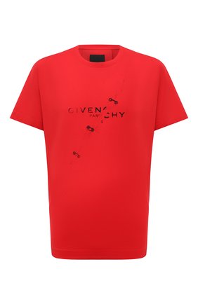 Мужская хлопковая футболка GIVENCHY красного цвета, арт. BM71333Y6B | Фото 1 (Материал внешний: Хлопок; Длина (для топов): Стандартные; Стили: Кэжуэл; Рукава: Короткие; Принт: С принтом)