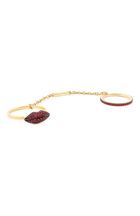 Женские кольцо DELFINA DELETTREZ бесцветного цвета, арт. ANA1014.F | Фото 1 (Драгоценные камни: Рубины; Материал сплава: Желтое золото)