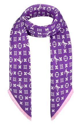 Женская шелковая шаль lv now double face LOUIS VUITTON фиолетового цвета по цене 53000 руб., арт. MP3088 | Фото 1 Женская шелковая шаль lv now double face LOUIS VUITTON фиолетового цвета, арт. MP3088 | Фото 1