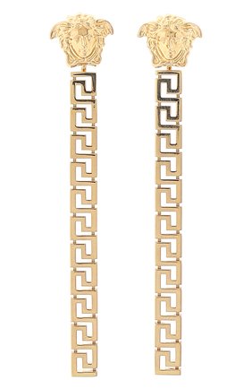 Женские серьги-подвески greca VERSACE золотого цвета по цене 42300 руб., арт. 1000867/1A00620 | Фото 1 Женские серьги-подвески greca VERSACE золотого цвета, арт. 1000867/1A00620 | Фото 1