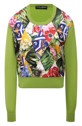 Женский пуловер из кашемира и шелка DOLCE & GABBANA зеленого цвета по цене 138500 руб., арт. FXD39T/JBMR1 | Фото 1 Женский пуловер из кашемира и шелка DOLCE & GABBANA зеленого цвета, арт. FXD39T/JBMR1 | Фото 1 (Материал подклада: Шелк; Материал внешний: Кашемир, Шерсть; Женское Кросс-КТ: Пуловер-одежда; Рукава: Длинные; Стили: Романтичный; Длина (для топов): Стандартные, Укороченные)