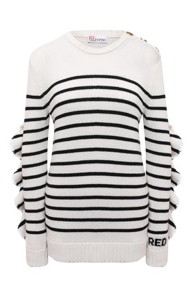 Женский пуловер REDVALENTINO черно-белого цвета по цене 49950 руб., арт. WR3KC08N/63Q | Фото 1 Женский пуловер REDVALENTINO черно-белого цвета, арт. WR3KC08N/63Q | Фото 1