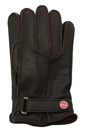 Мужские кожаные перчатки KITON темно-коричневого цвета, арт. UGU023X02T19 | Фото 1 (Мужское Кросс-КТ: Кожа и замша; Материал: Натуральная кожа)