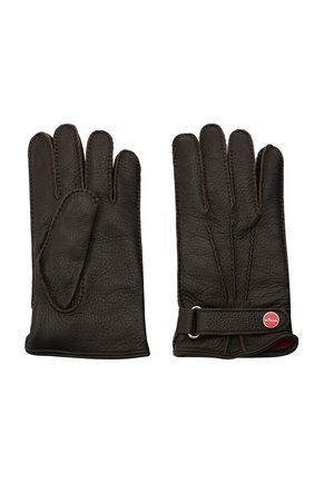Мужские кожаные перчатки KITON темно-коричневого цвета, арт. UGU023X02T19 | Фото 2 (Мужское Кросс-КТ: Кожа и замша; Материал: Натуральная кожа)