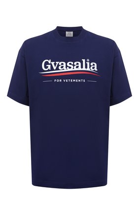 Мужская хлопковая футболка VETEMENTS синего цвета по цене 33700 руб., арт. UA52TR220N 1611/M | Фото 1 Мужская хлопковая футболка VETEMENTS синего цвета, арт. UA52TR220N 1611/M | Фото 1